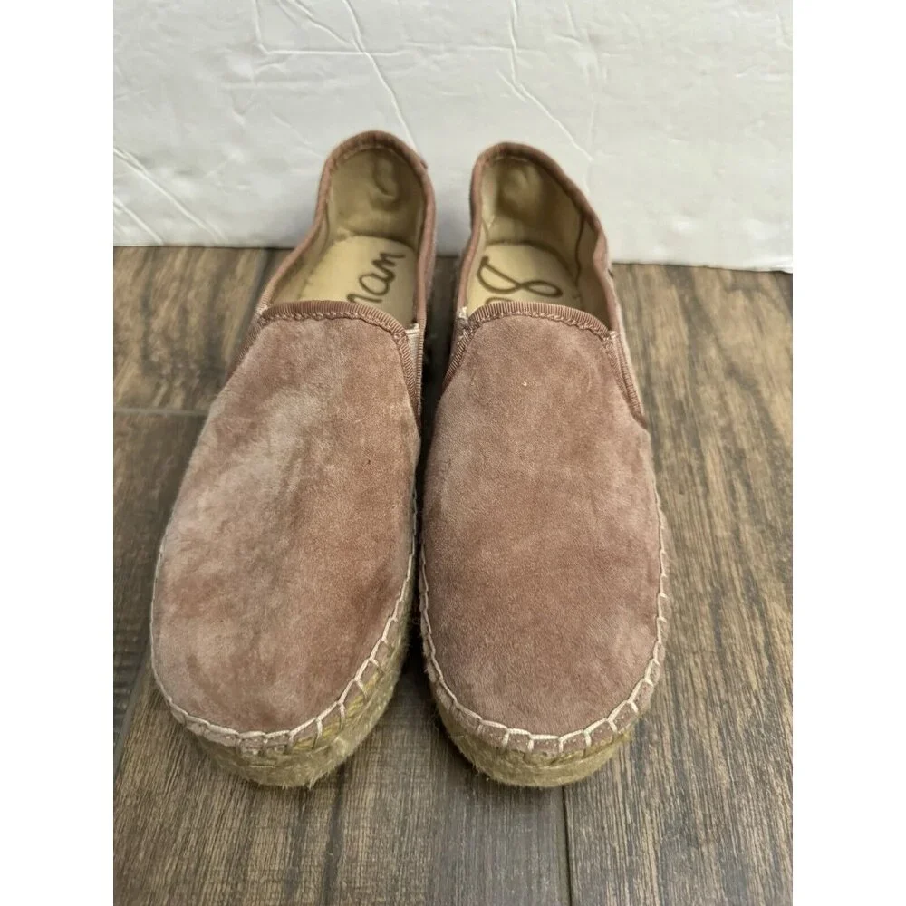 Sam Edelman Size 7.5M Carrin Pink Velvet Espadrille‎ Platform Shoes Comfort